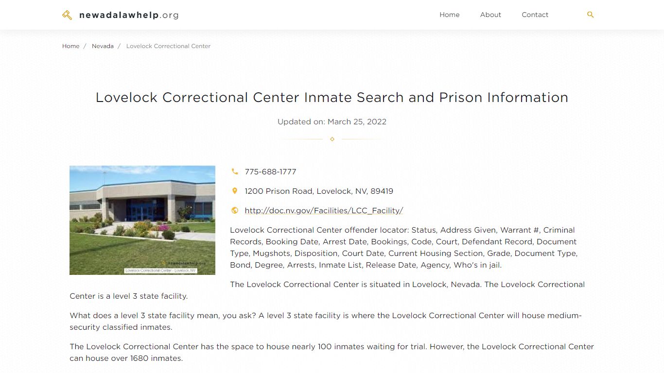 Lovelock Correctional Center Inmate Search, Visitation ...